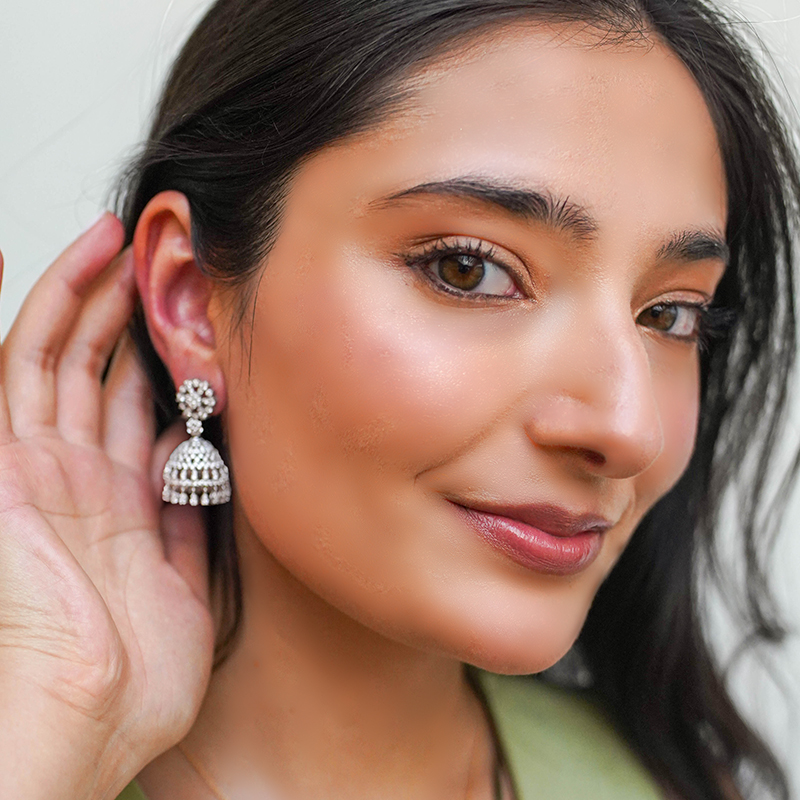 Elegant White Gold Chandelier Earrings